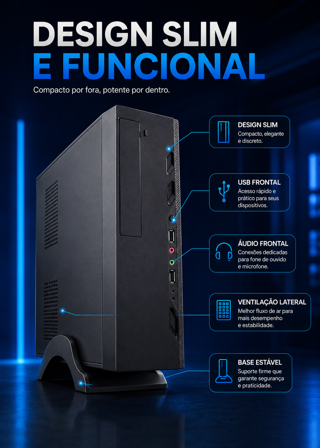 Gabinete slim do Desktop Profissional Intel Core i5-11400