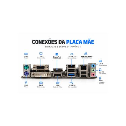Computador Completo Intel Core i3-12100F 16GB DDR4 RX 580 8GB SSD 256GB HD 1TB Monitor LG 22"