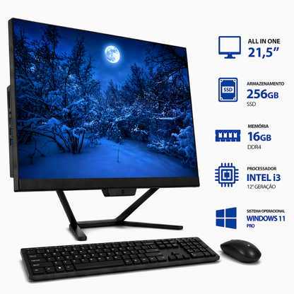 All in One 21,5" Intel Core i3 12100 16GB SSD 256GB Windows 11 Pro