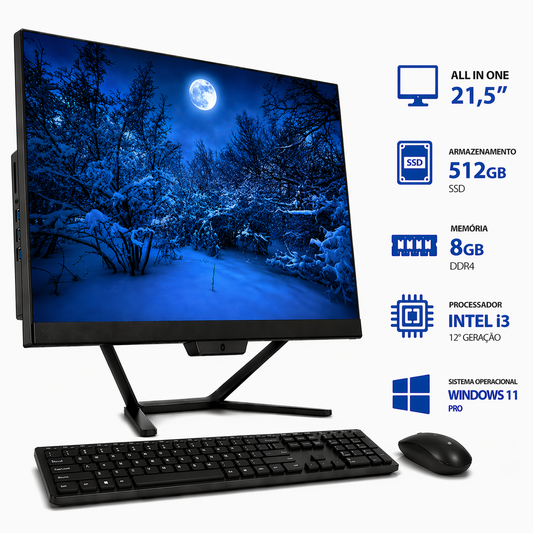 All in One 21,5" Intel Core i3 12100 8GB SSD 512GB Windows 11 Pro