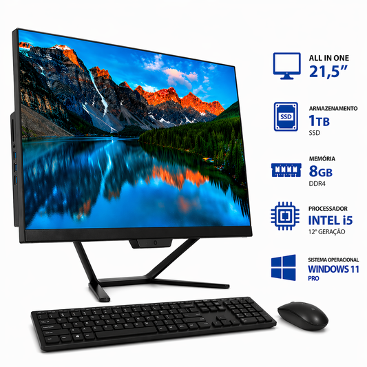 All in One 21,5" Intel Core i5 12400 8GB SSD 1TB